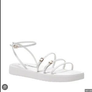 NWOT Free People Fionna Strappy White Leather Platform Sandals Sz 37